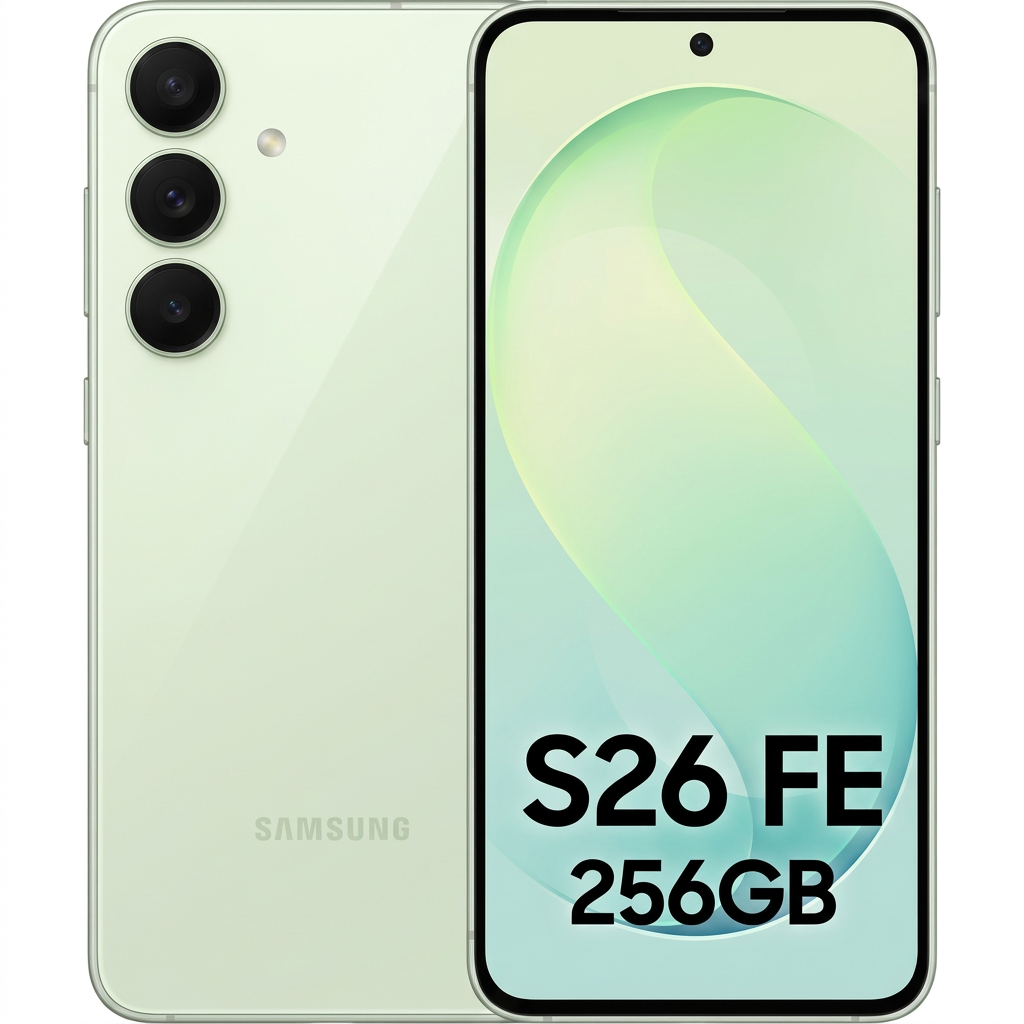 Samsung Galaxy S26 FE 256GB Pistachio, large front and back view