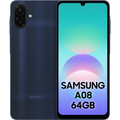 Samsung A08 64GB dark blue with close-up framing
